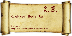 Klekker Beáta névjegykártya